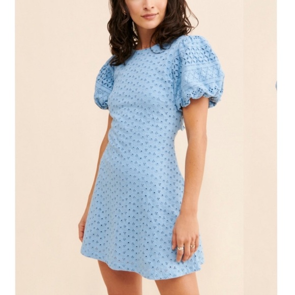 Free People Dresses & Skirts - Free people Apricot Rose Eyelet embroidered open back Mini Dress